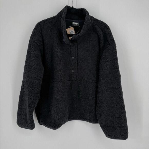 Eddie Bauer jacket sweatshirt womens XXL black sherpa cabinscape pullover - Picture 2 of 6